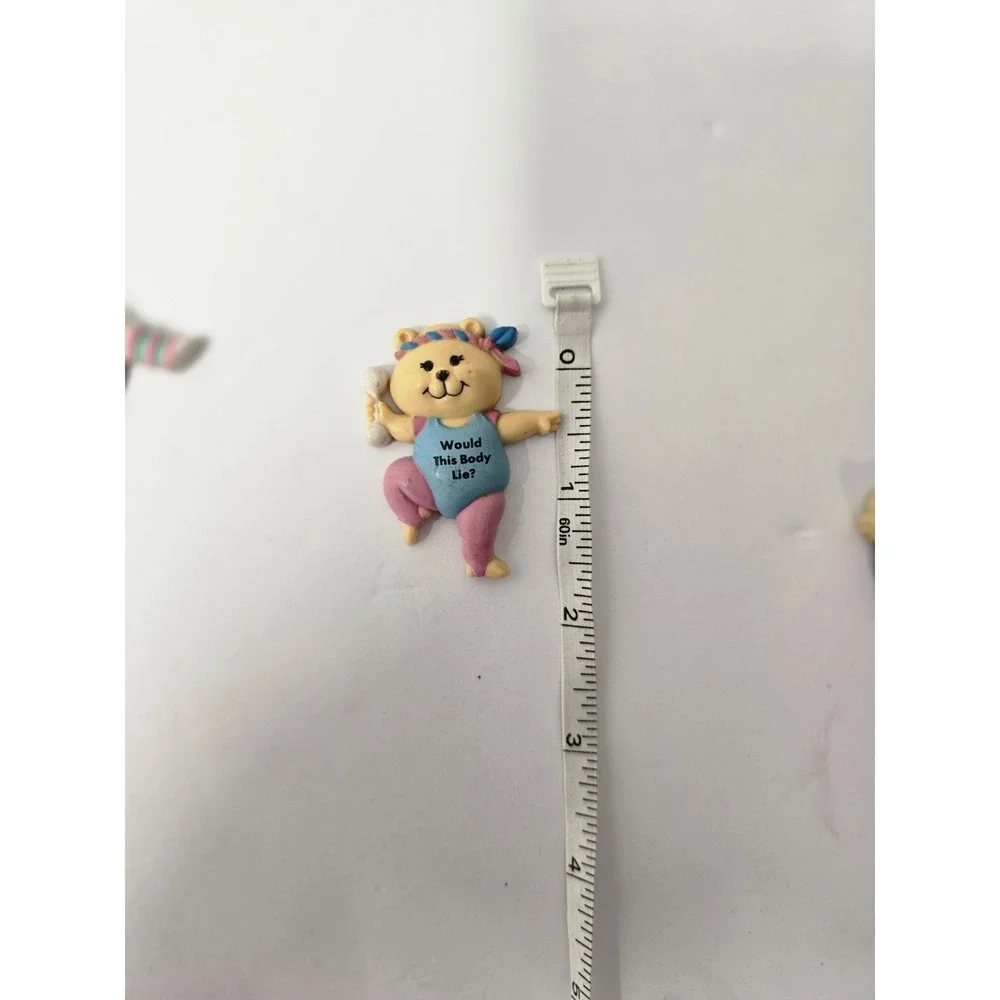 Vintage Russ Berrie Teddy Bear Exercising Magnets